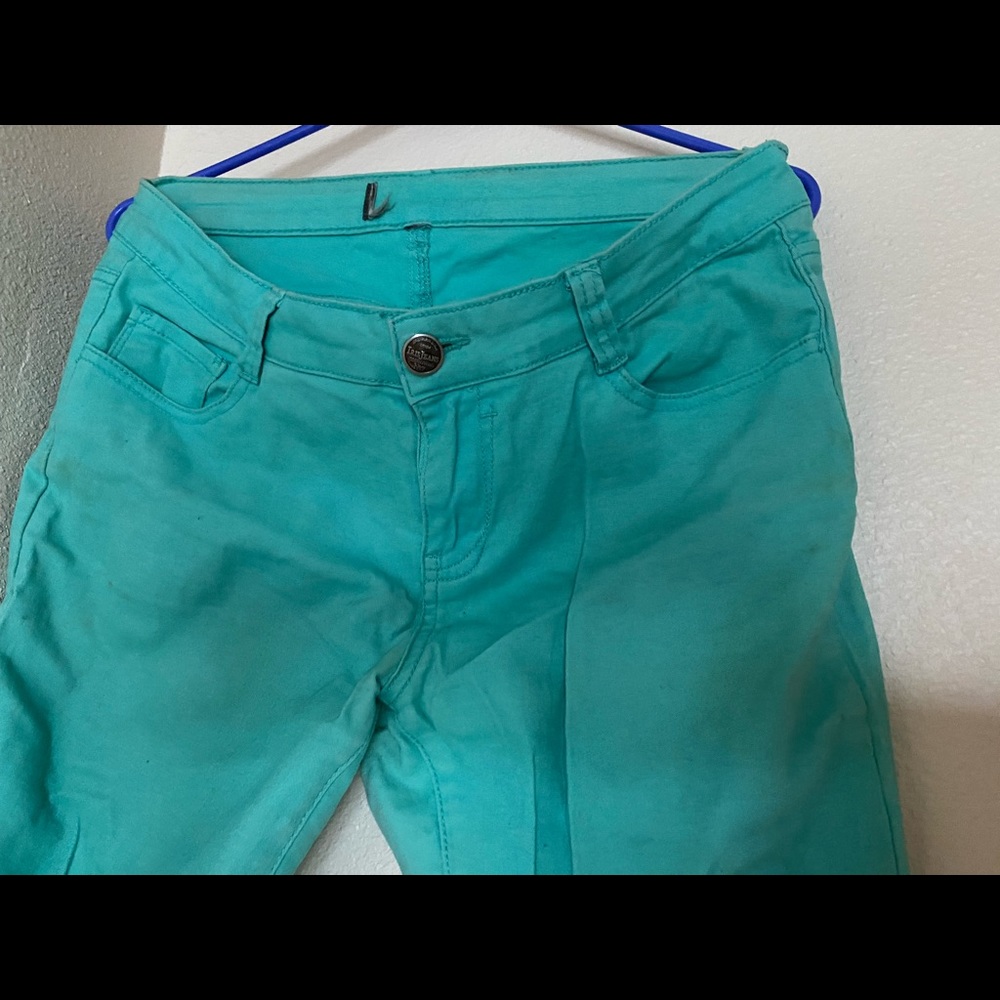 Turquoise stretchy skinny jeans